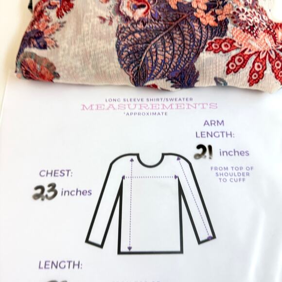 Fig And Flower Womens Lightweight Blouse Size 1X Floral Roll Tab Sleeves Office - Picture 7 of 7